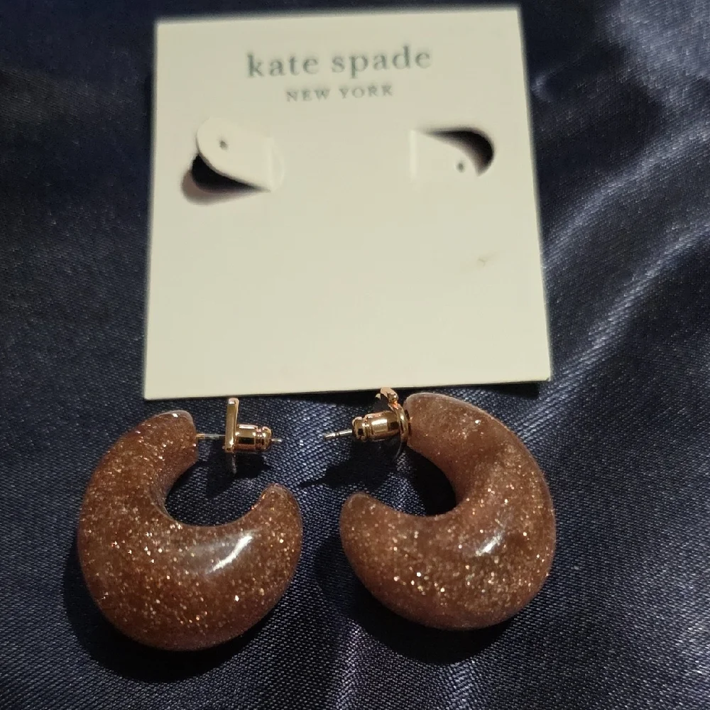 Kate Spade Sparkling‎ Brown Hoop Earrings